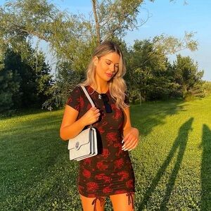 Black Dress With Red Tiger Pattern XSMALL